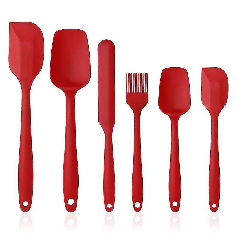 Silicone Spatulas Spoons Set, 6pcs Silicone Kitchen Utensils Red