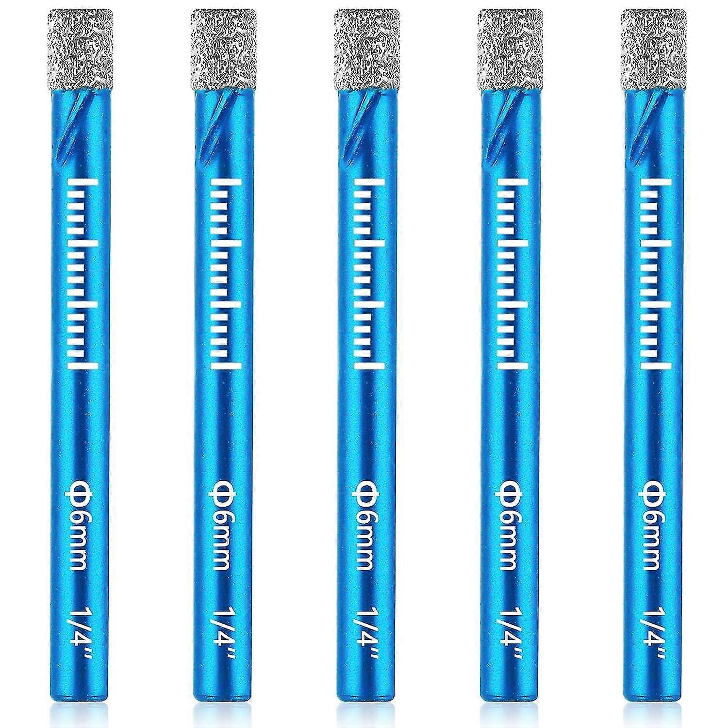 Tile Drill Bit, 5pcs 6mm Vacuum Brazed Diamond Drill Bits Brazed Tile Drill Bits