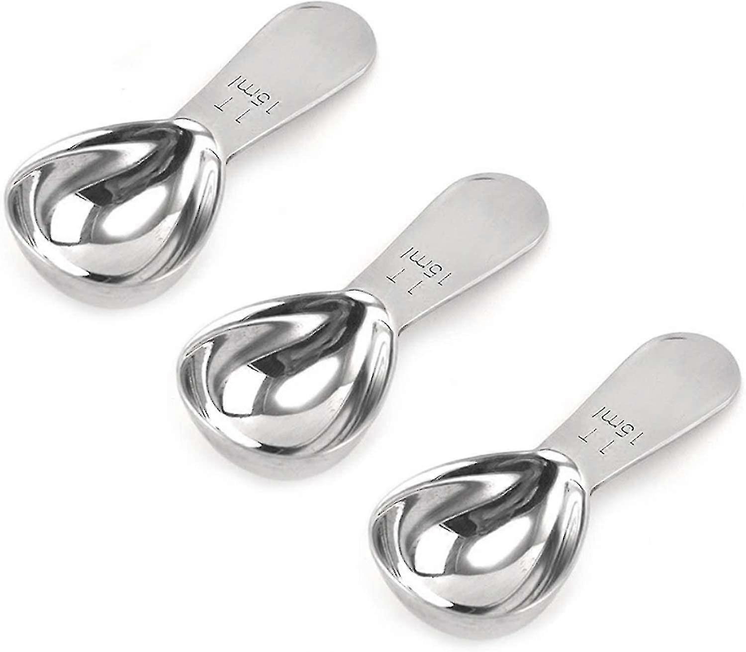 Coffee Scoops 3pcs Stainless Steel Measuring Spoons 15ml Silver-CE