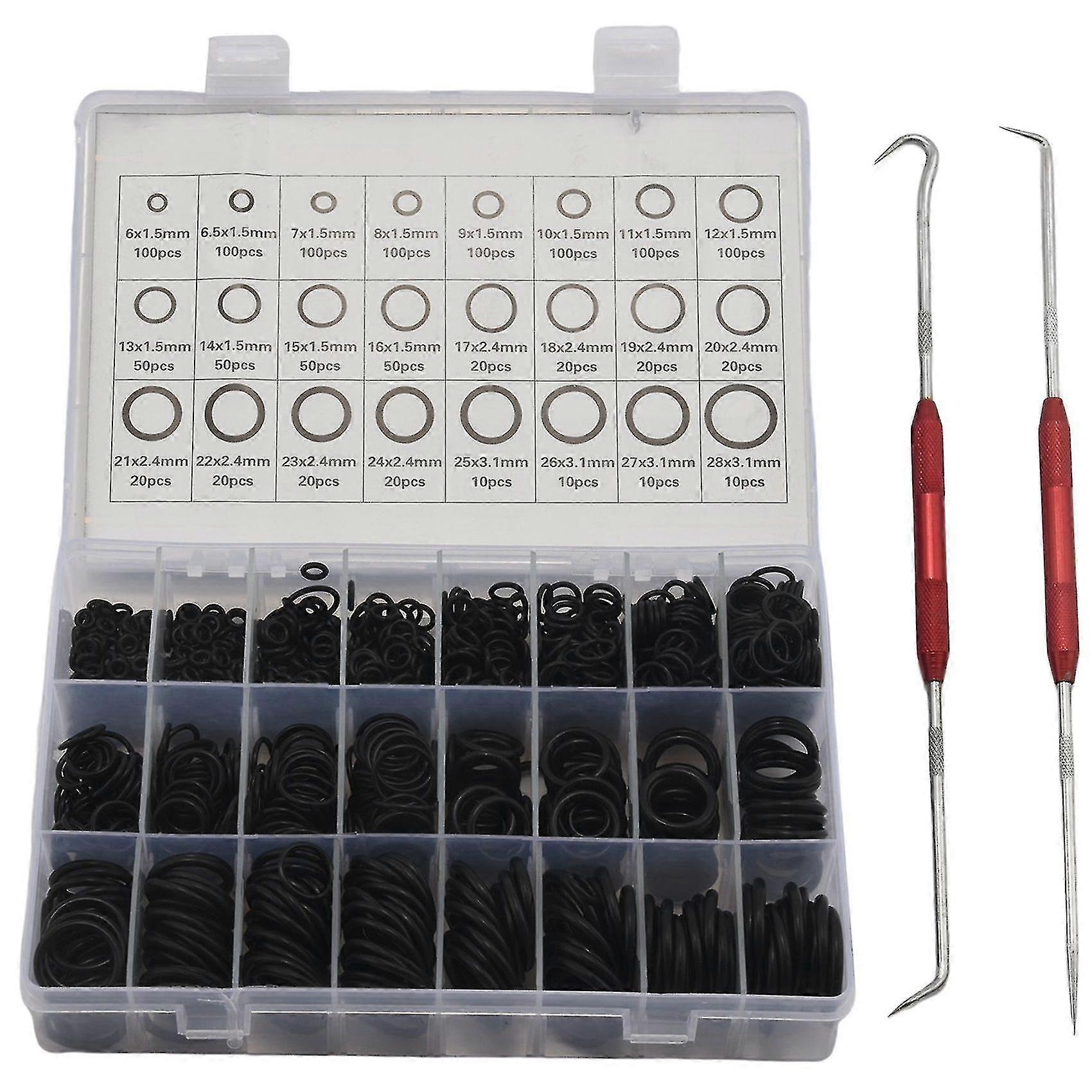 1200pcs النتريل المطاط O حلقة مجموعة مع أدوات هوك NPT ختم حلقات طوقا أورينغ مقاومة للزيت الختم