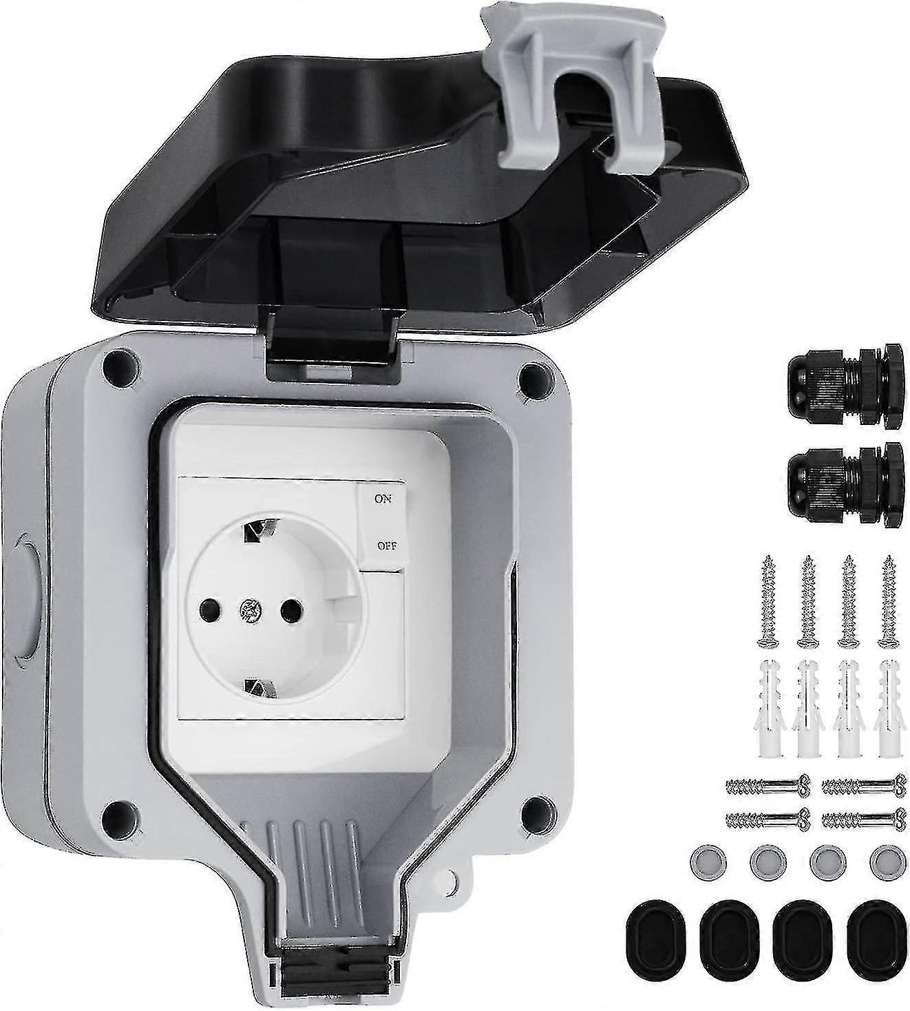 Waterproof Socket with Switch and Junction Box - Ideal for Kitchen, Bathroom, Garage, Outdoor Us