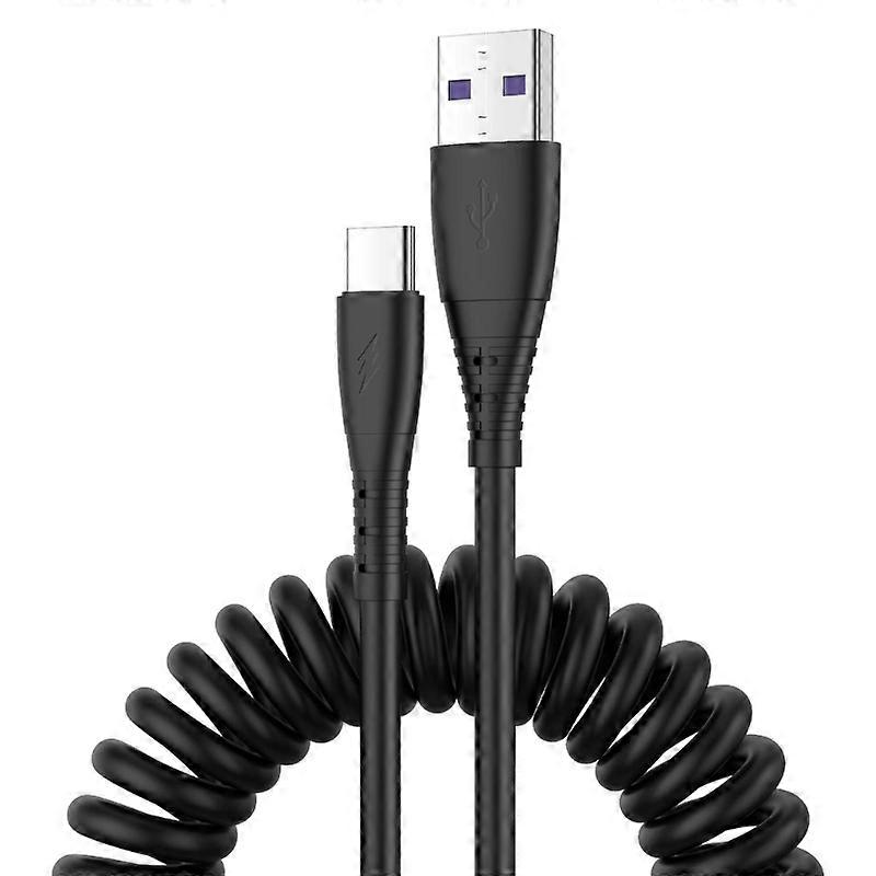 USB C Charger Cable Coiled Retractable Type C Cord Fast Charging Data Transfer