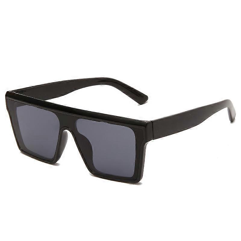 Square Oversized Sunglasses For Women Men Fashion Flat Top Big Frame Shadesblack Frame/black Lens