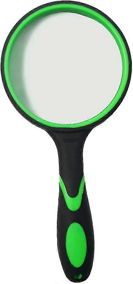 10X Reading Magnifier with Non-Slip Soft Rubber Handle with 50mm Magnifier and Shatterproof Mirror for Reading, Inspection, Insects - Green
