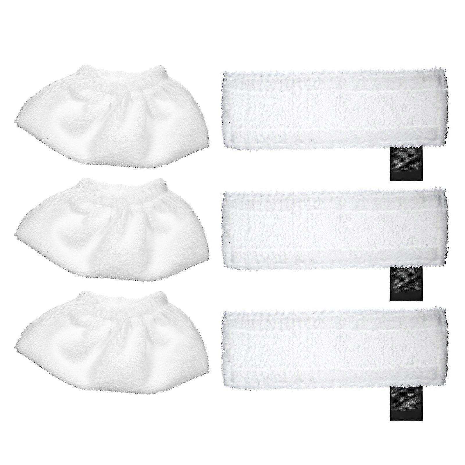 6 Pack Cloth Set Mopping Pads Replacement For Karcher Sc2/ Sc3/ Sc4/ Sc5 Mopping Cloth Accessories (3 Rag Nozzle Covers + 3 Microfiber Mopping Pads)