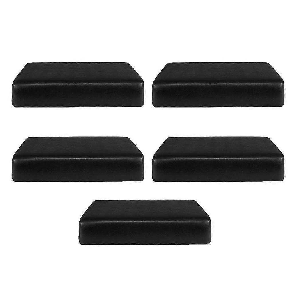 5pcs防水PUレザーソファシートクッションカバープロテクター Black_1シーター