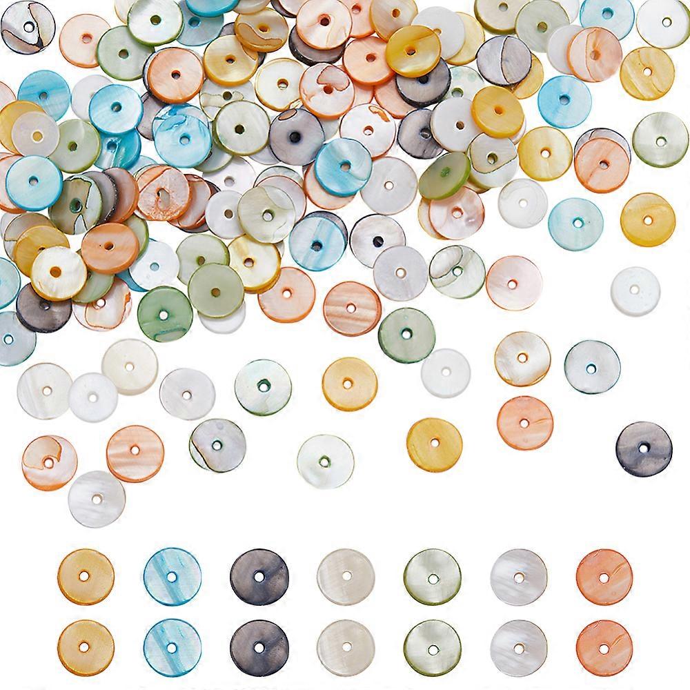 200Pcs Freshwater Shell Beads Dyed Disc/Flat Round Heishi Beads Mixed Color 7~8mm Hole: 1mm