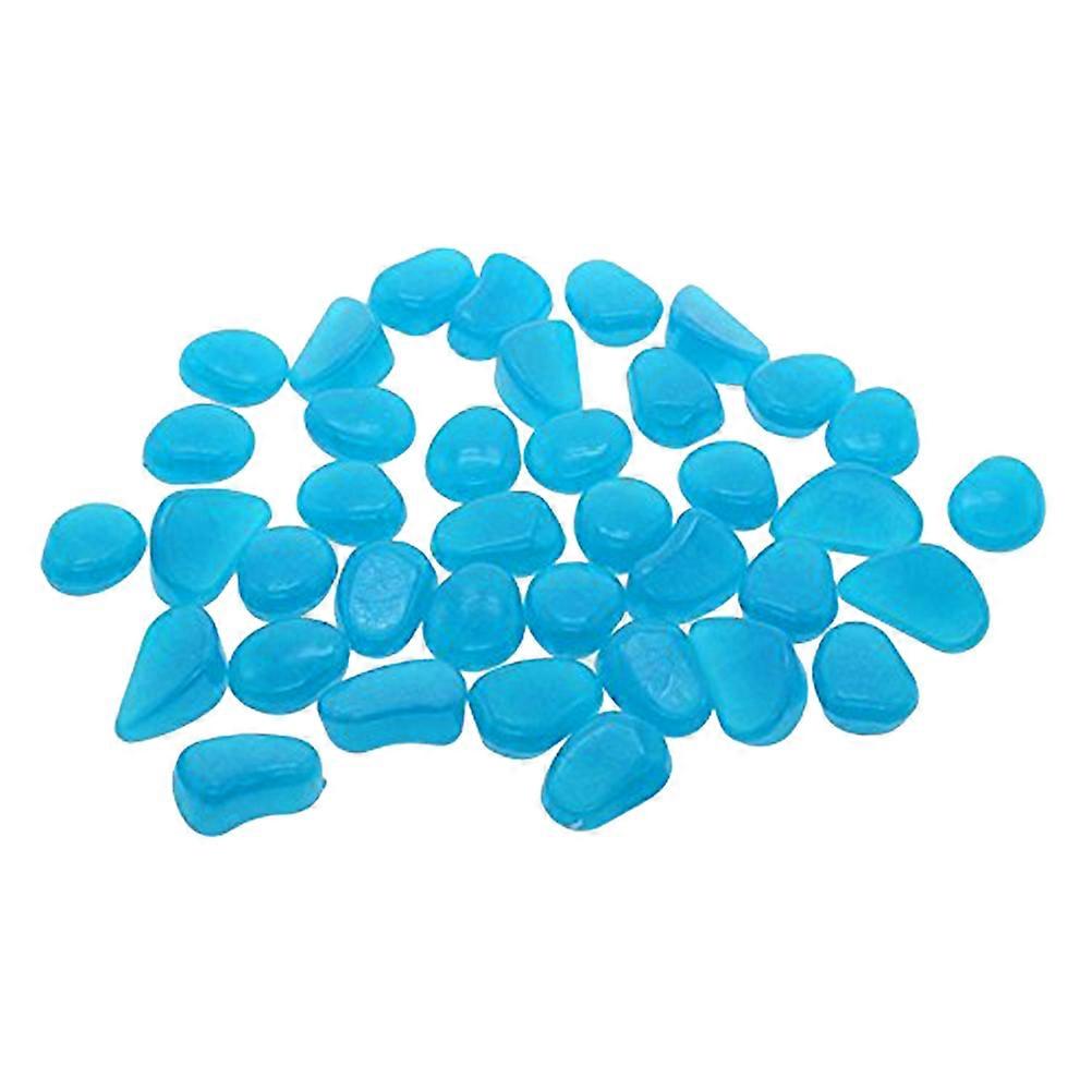 100pcs Colorful Luminescent Stone Artificial Luminous Stone Decoration for Aquariums Fish Tank (Dark Blue)