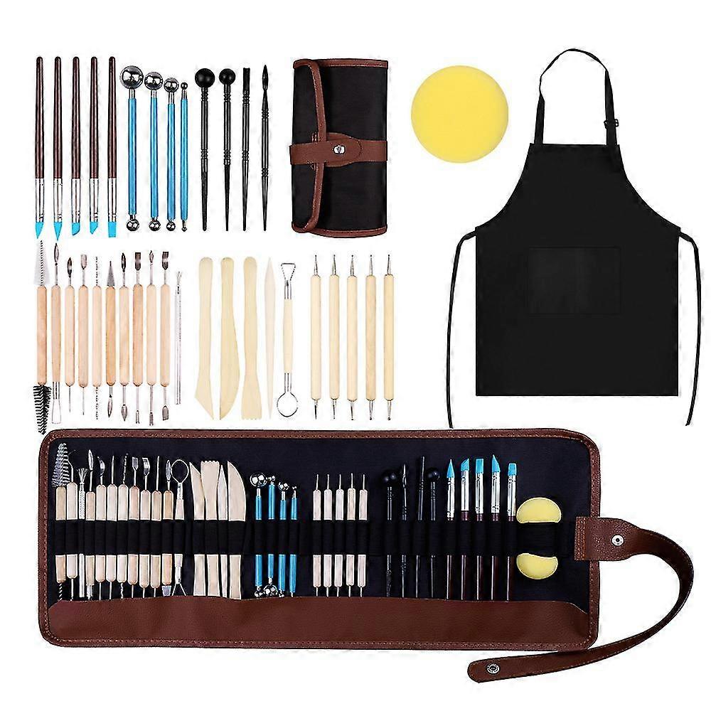 45pcs Polymer Clay Tools Modeling Clay Sculpting Tools Kits For Pottery Sculpture Wooden Dotting Tools