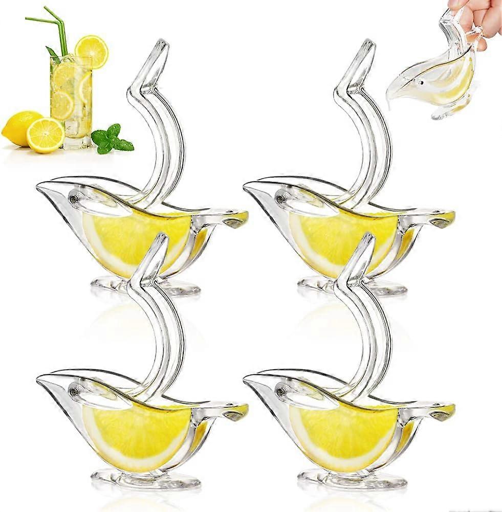 Deluxe Design Individual Lemon Squeezer, Lemon Squeezer Manual Hand Squeezer Acrylic Tableware Transparent Serving Tableware(4PCS White)