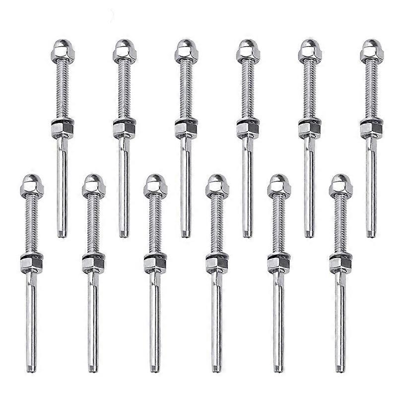 12 Pack Threaded Terminal Stud 316 Stainless Steel Marine Grade Stud End Fitting Terminal for 3/16