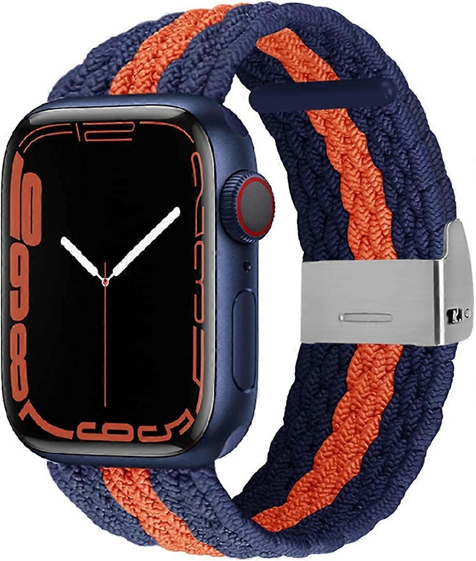 Adjustable Braided Solo Loop with Buckle Compatible With Apple Watch Band 42mm 44mm 45mm Soft Wristband Stretch Nylon Elastic Strap for iWatch Series