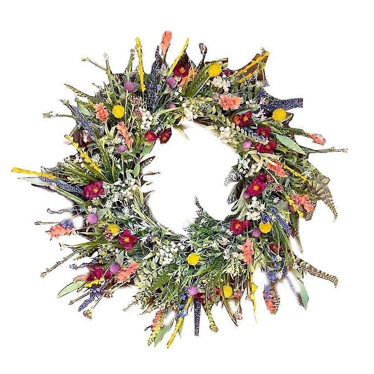 Bahar Yapay Papatya Lavanta Çelenk Kır Çiçeği Yaz İpek Çelenkler Ön Kapı Ev Duvar Çiftlik Evi Tatil Dekor