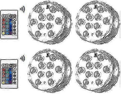 Underwater Led Light With Remote Control, 4 Pcs, Led Color Change