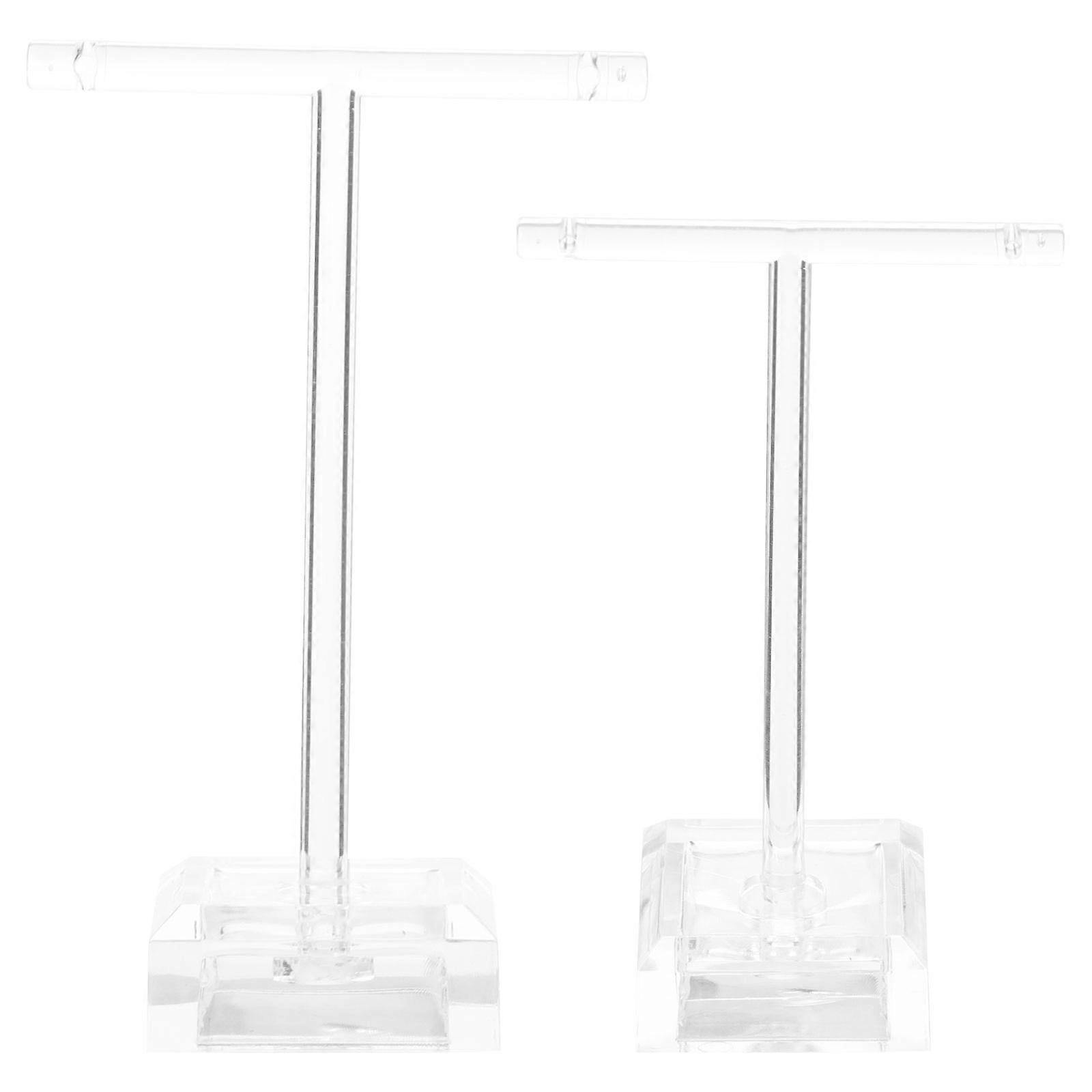 2 Stück Transparentes Acryl-Display-Rack Desktop-Schmuck-Ohrring-Display-Ständer T-förmiger Display-Ständer
