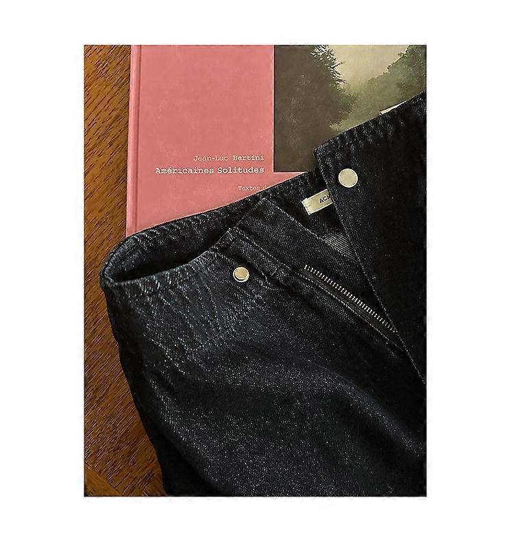 Spring Women's Casual Solid High Waist Split Denim Skirt