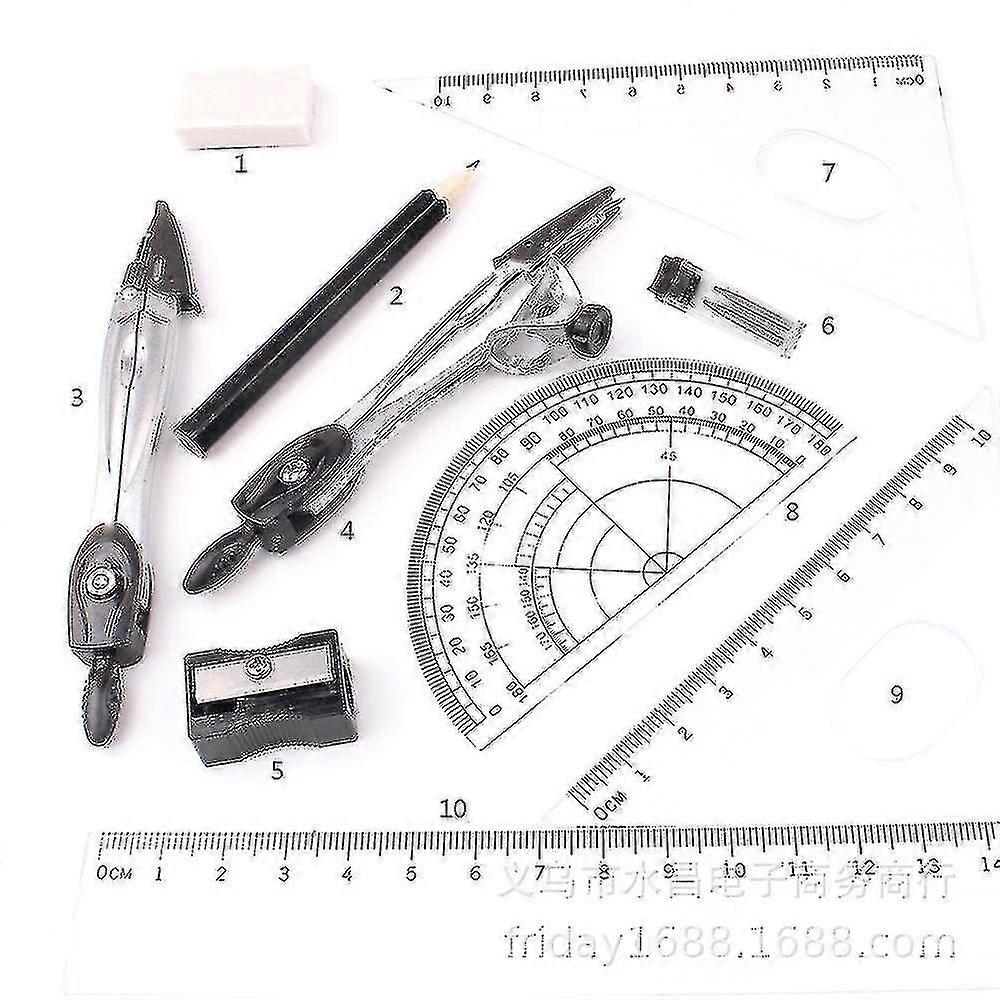Math Compass For Geometry Set 10 Piece Student Geometry Box