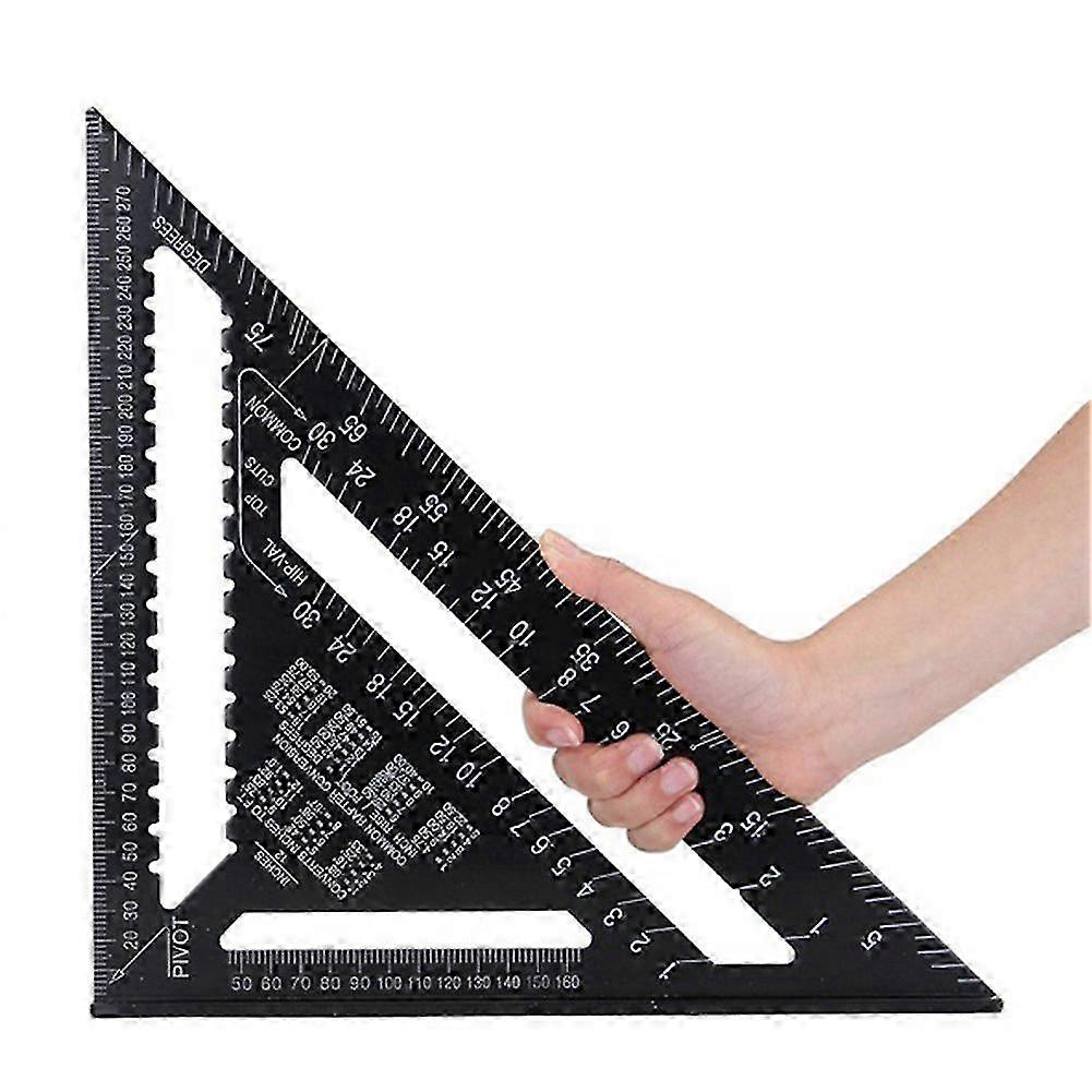 Triangle Scale Ruler 12 Inch Aluminum Alloy Triangular Rule High Precision Square Protractor Carpenter Framing Layout Measuring Lever Tool