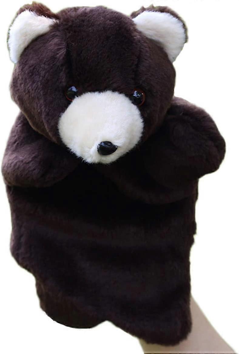 動物の手の人形、子供と幼児のためのぬいぐるみクマの人形、かわいいぬいぐるみ(ブラウン)