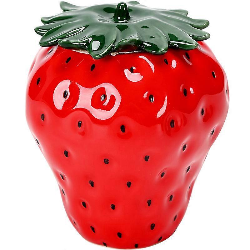 Strawberry-Shaped Creative Ceramic Jar with Lid for Food Storage Solution