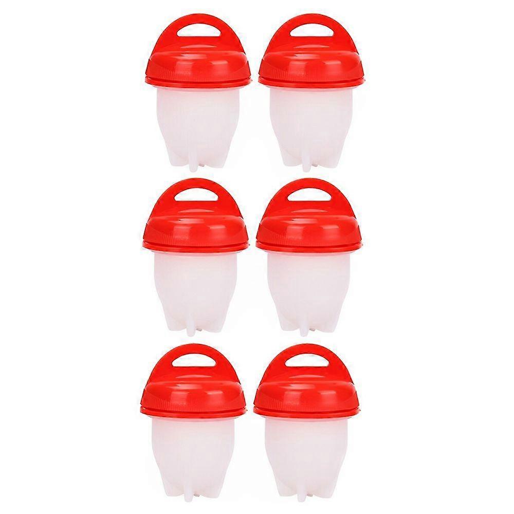 6x Hard Boiled Egg Boiler Cups Silicone Cooker Poacher Steamer without Shell