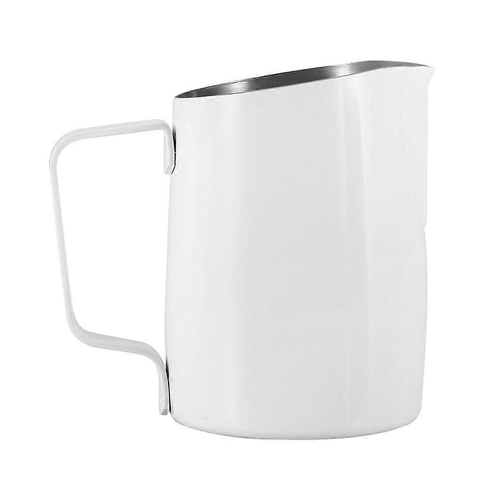 ステンレス製耐久性ミルク泡立て器カップコーヒーキッチンホテルパーティー用(ホワイト)