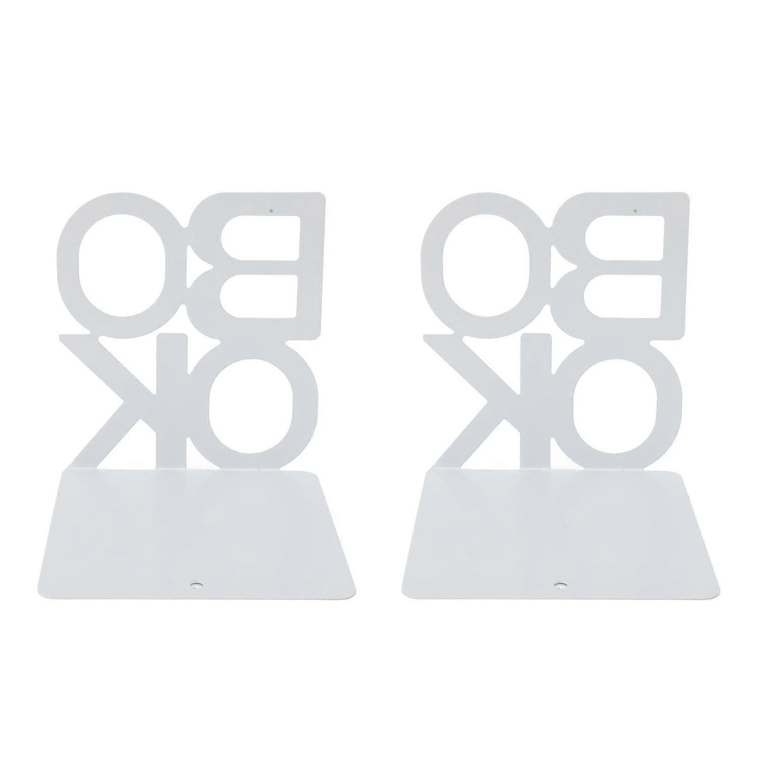 1 Pair Metal Bookend Heavy Duty Non Skid Decorative Book End for Home Study Office School White