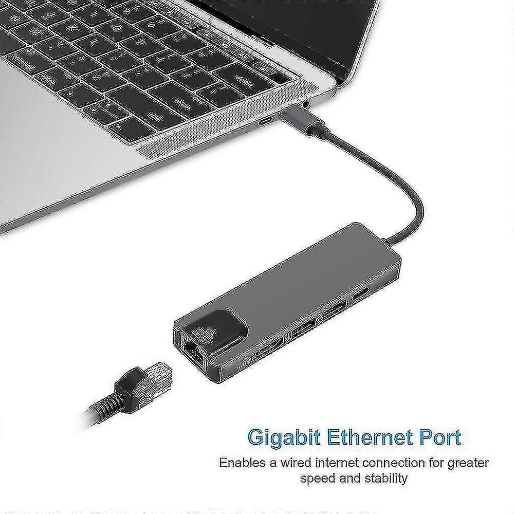 5 In 1 USB C Hub zu HDMI-kompatiblen Gigabit Ethernet Rj45 Adapter für Macbook Pro ipad Pro 11 12.9