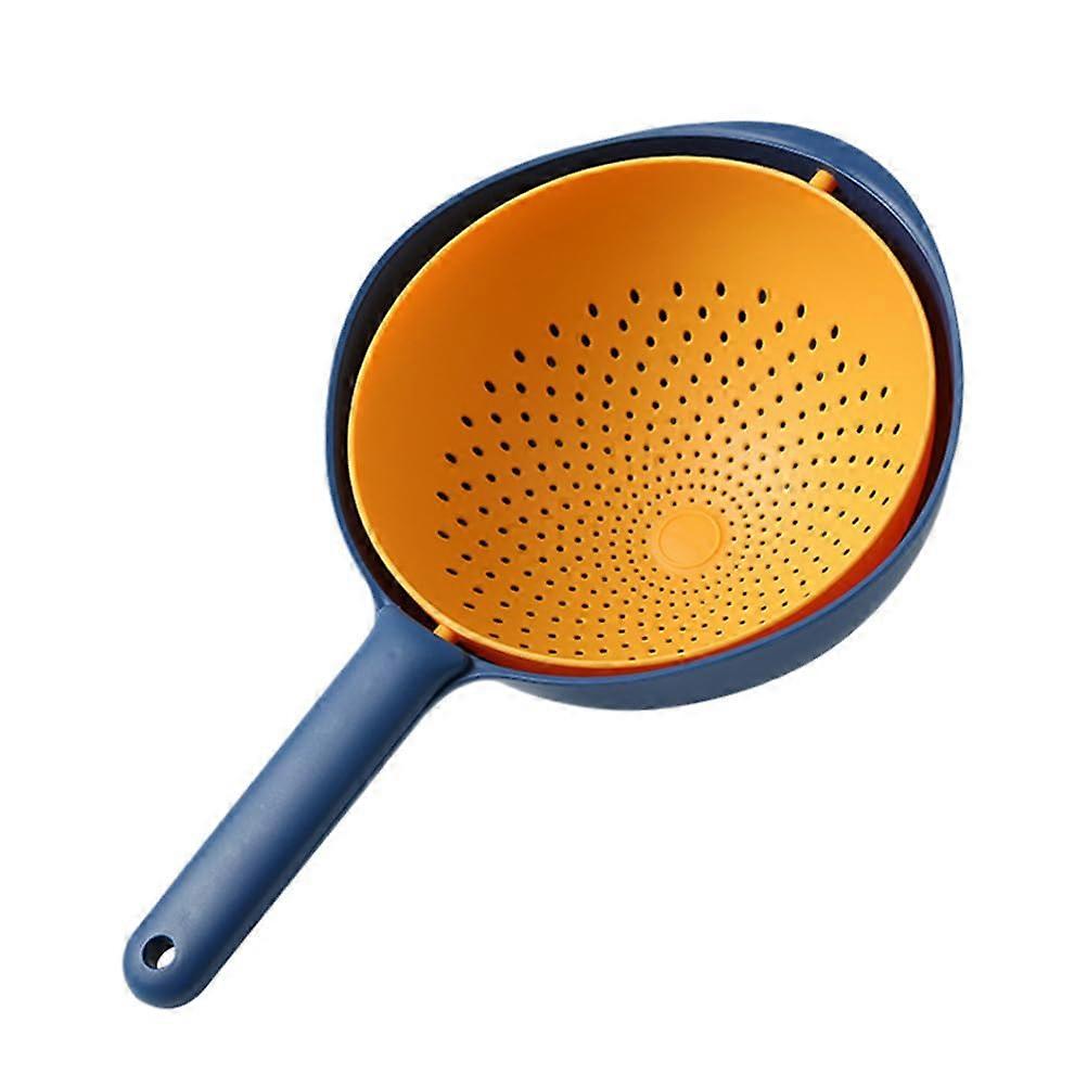 Collapsible Double-Layer Colander Strainer For Fruits Vegetables Rice Pasta 2-Tier Colander Yellow And Blue Mixed