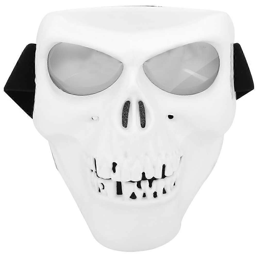 Motorcycle Riding Protective Skeleton Mask Windproof Goggle Mask(White Frame Silver Eyeglass)