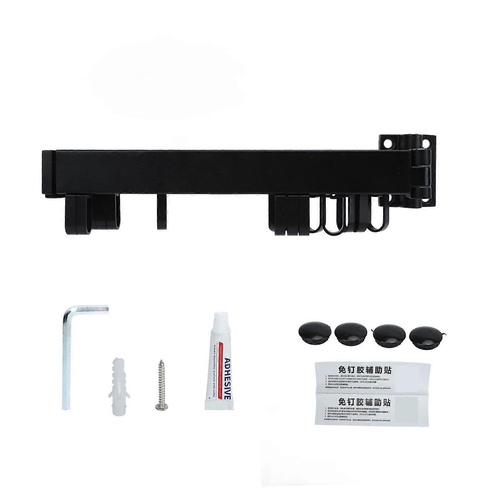 Stendibiancheria da parete retrattile salvaspazio con anello girevole semplice, per balcone, lavanderia, nero, tre pieghe