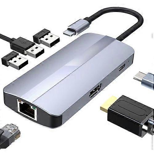 ZRUXE HB-116 6 in 1 USB-C/Type-C to USB HUB Adapter Multifunctional Docking Station