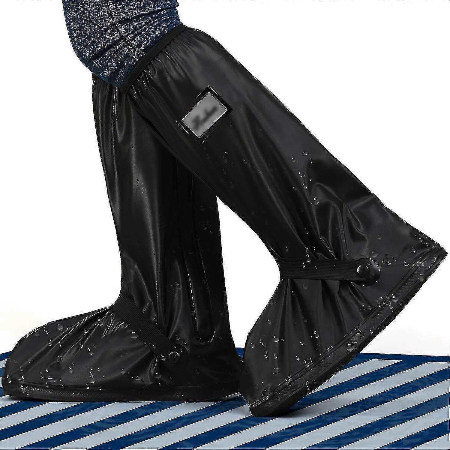 Waterproof Rain Boot Shoe Cover With Reflector, Non-slip Pvc Rainproof Boot Covers With Zipper For Outdoor Sports Hiking Travel