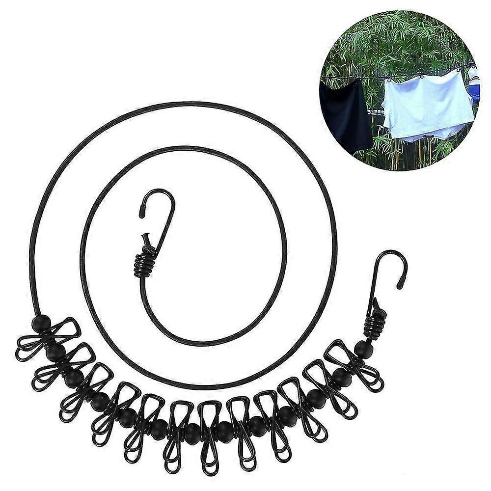Outdoor Clothesline 12 Coated Clips And Positioning Buckle