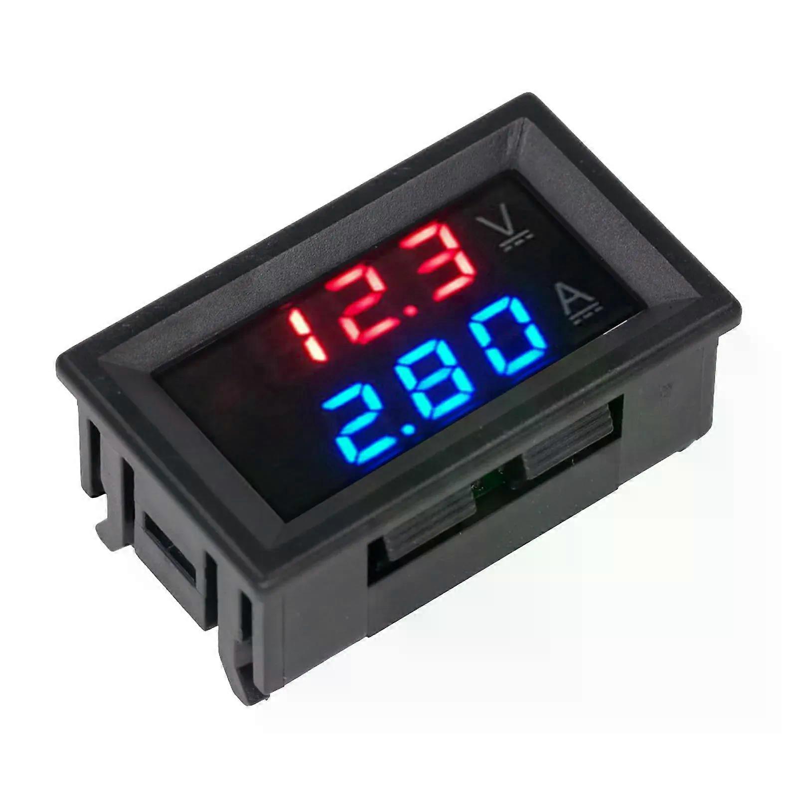 Digital Display Volt Meter Gauge Digital Current Voltmeter LED Red and Blue Dual Display Digital Voltmeter Ammeter DC0 to 100V