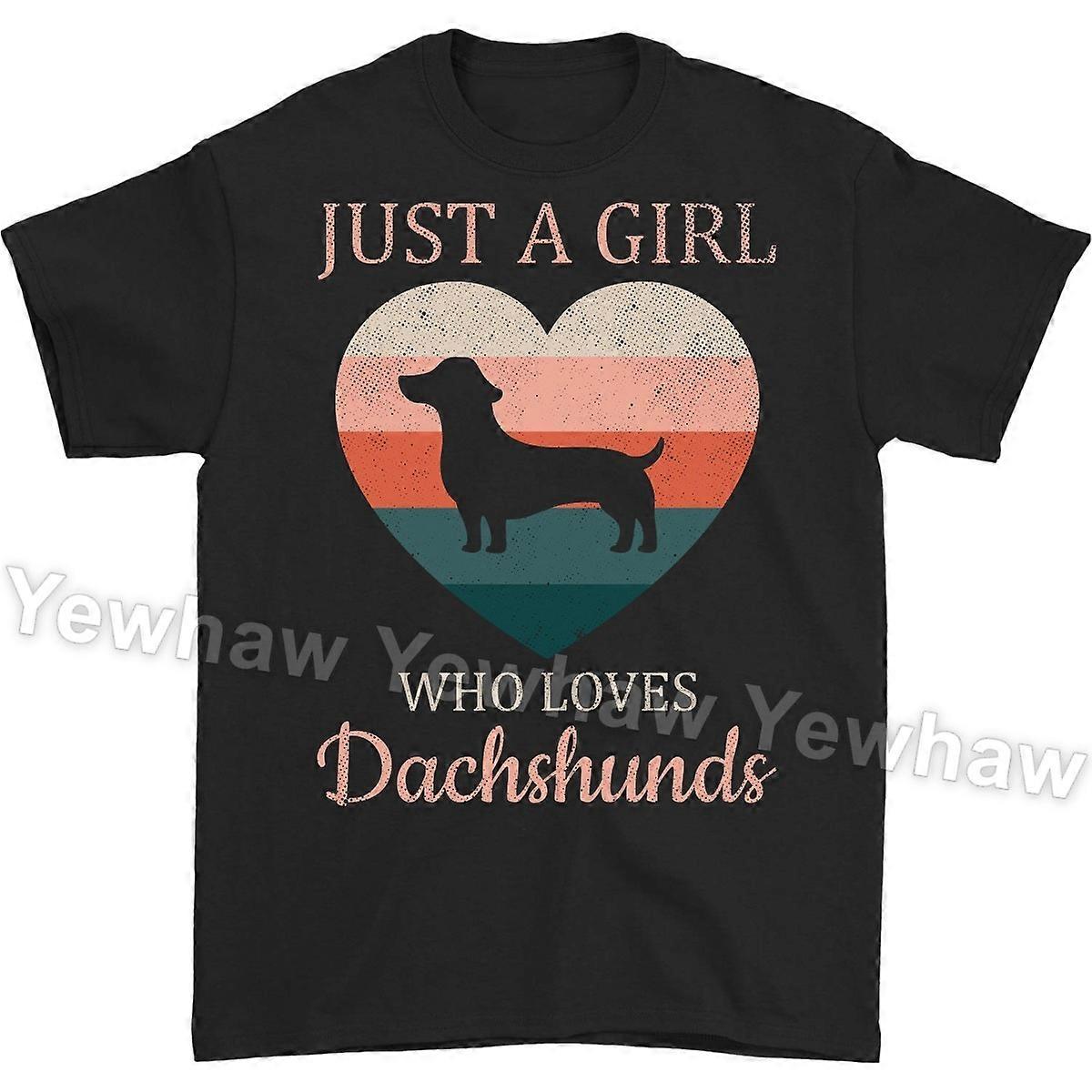 T-shirt « Juste une fille qui aime les teckels », cadeau pour les amoureux des chiots teckels, t-shirts amusants pour propriétaires d'animaux de compagnie