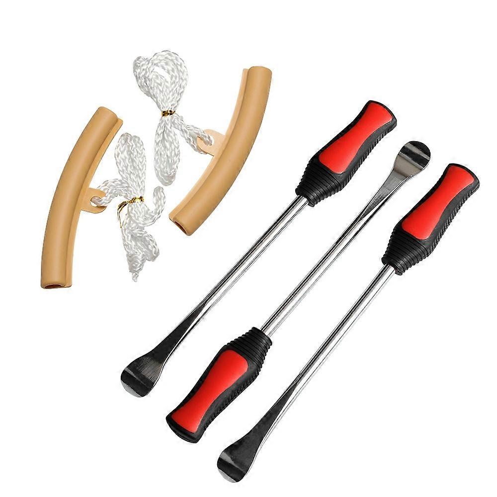 5pcs Tire Lever Spoon Tool Kit Steel Quick Installation 3pcs Tire Spoon Lever with 2 Beige Rim Prote
