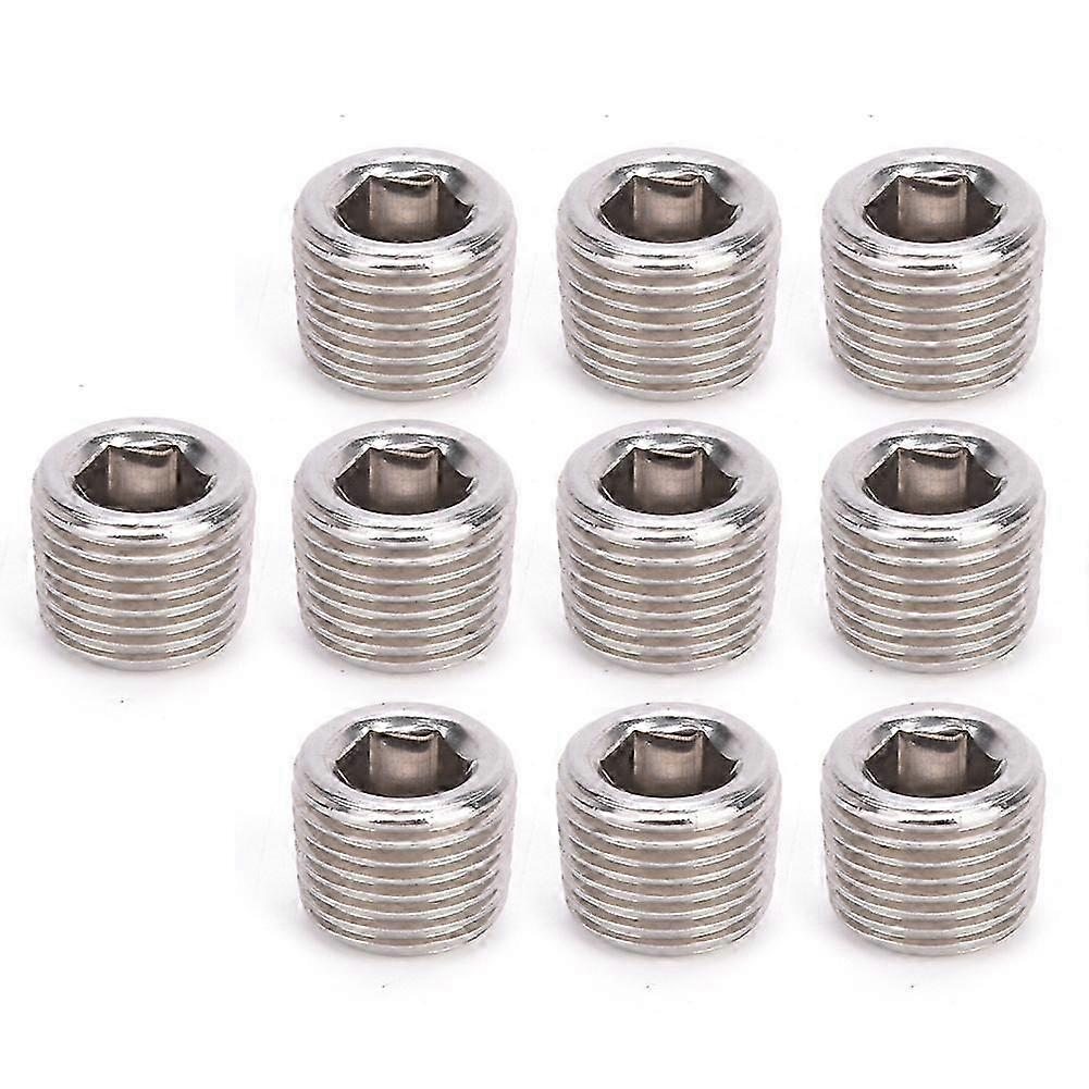 10pcs 304 Stainless Steel Pipe Fitting Plug Head Male Thread BSPP Hex Plug Head1/8in