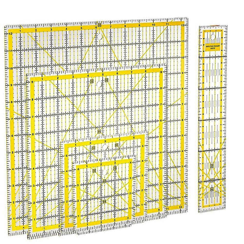 5 Pack Acrylic Quilting Ruler, Square Acrylic Quilter Ruler Fabric Cutting Ruler Clear Mark Acrylic