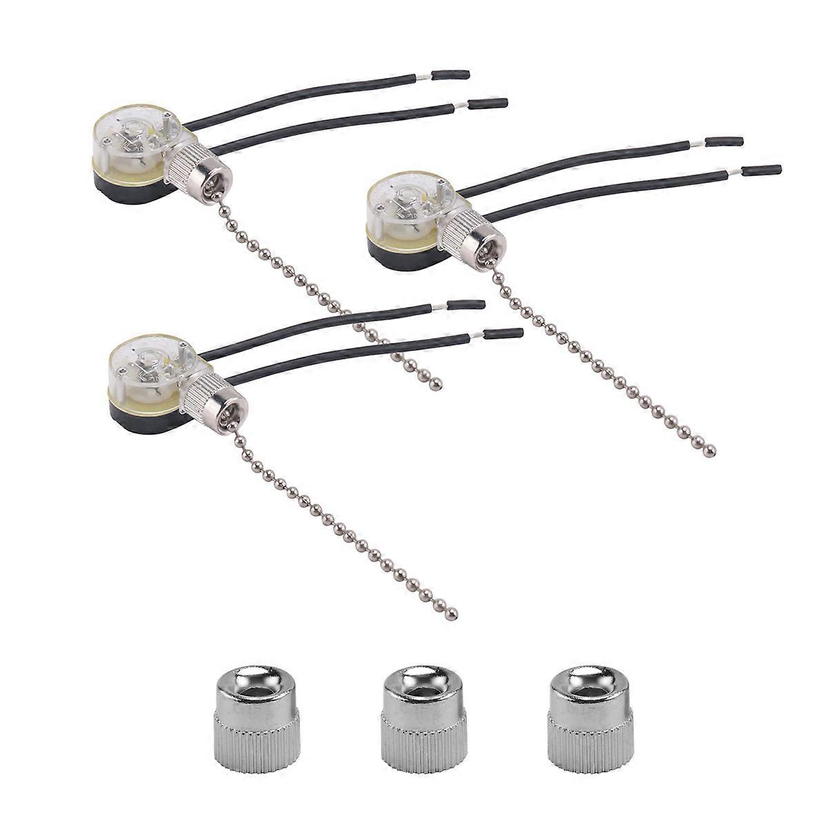 3Pack Ceiling Fan Light Switch ZE-109 Fan Switch (Nickel)
