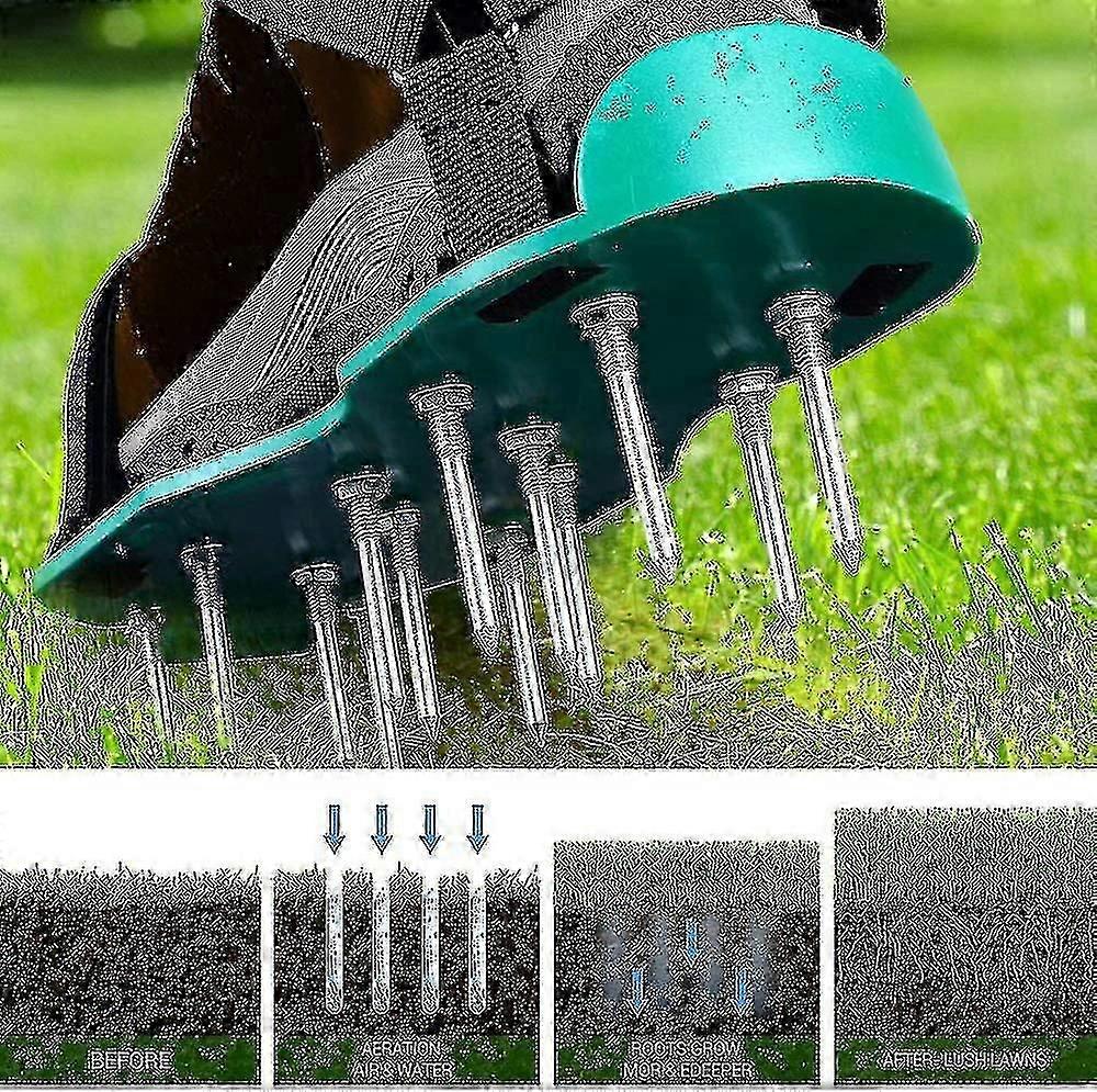 נעלי Aerator דשא עם מסמרים ורצועות מאוורר דשא מתכוונן, 42 מ"מ חדש