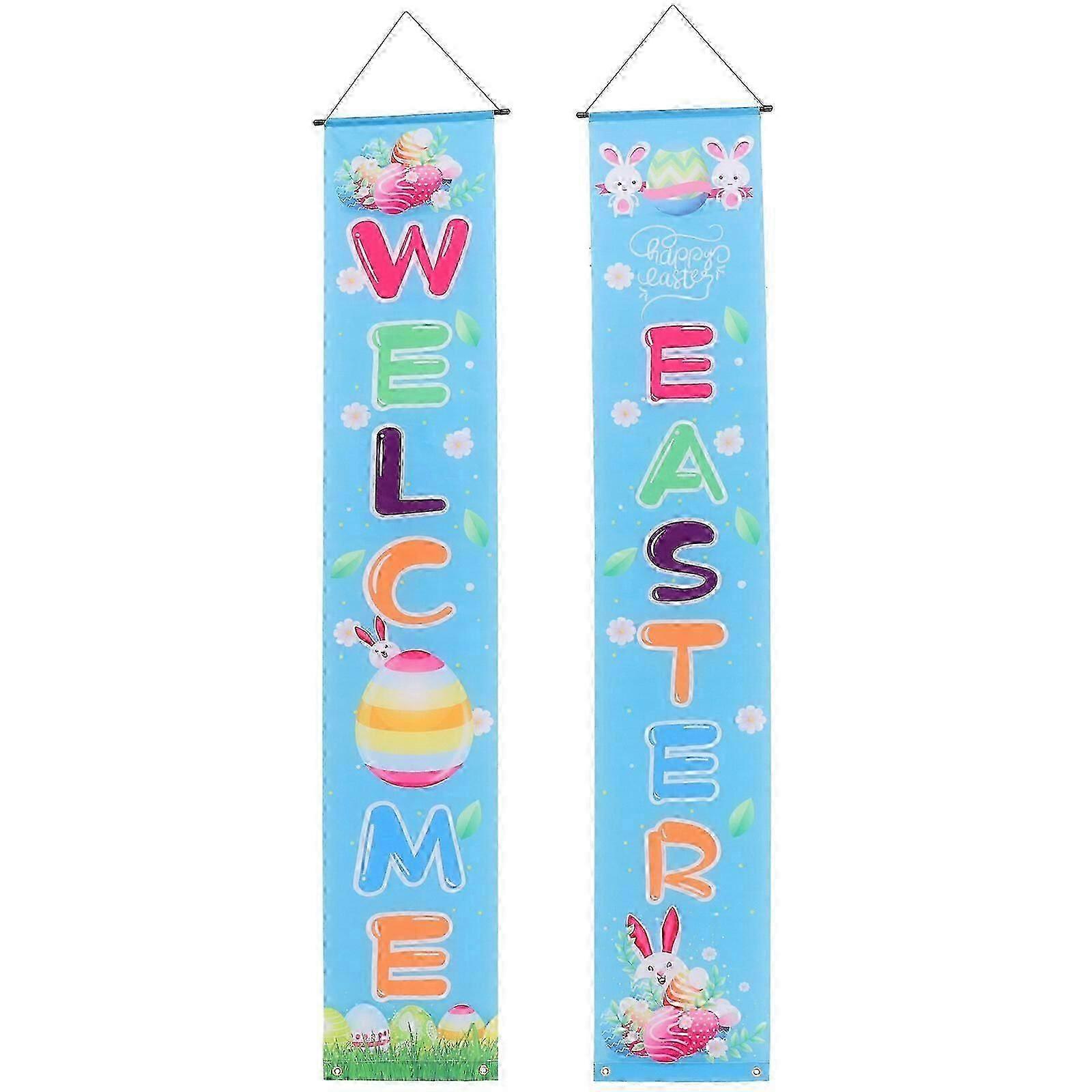 1 Pair Easter Door Banner Happy Easter Decoration Happy Easter Couplets Colorful Easter Decoration