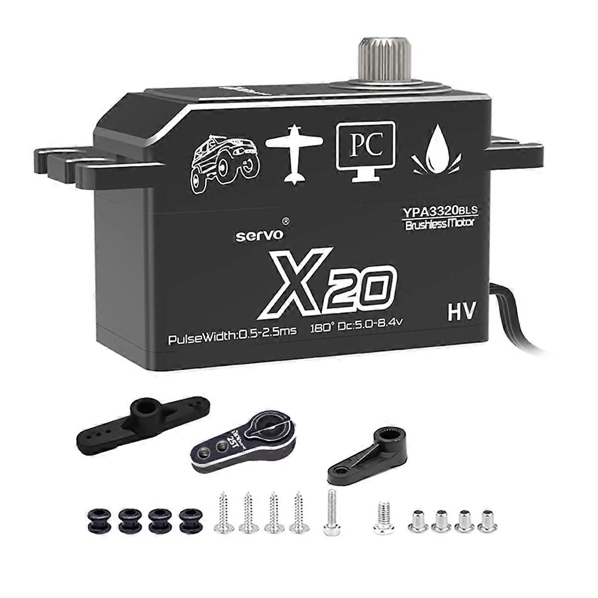 20KG PWM Digital Brushless Servo Motor Full Metal Gear Large Torque Low Profile Short Body Servo fo