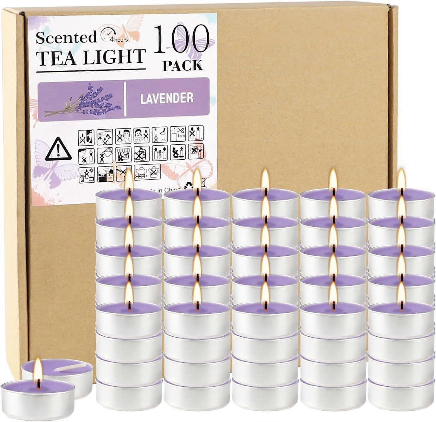 Purple lavender fragrant tealight candles - 4 hours - giant 100 cast packages