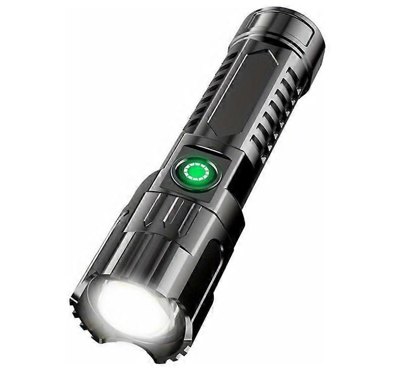 New Flashlight, USB Charging Power Display, LED Multifunctional Flashlight Gifts for Friend(Black)