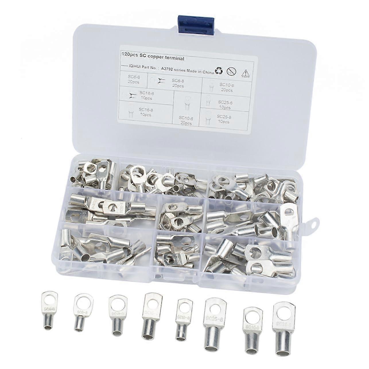 Bare terminal kit 120 pieces terminal ring crimping lugs for marine solar panel connection