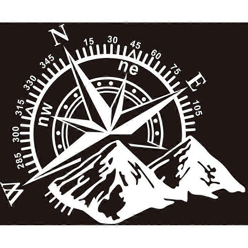 Mountain Compass Navigation Print Reflective Car Sticker (Black)