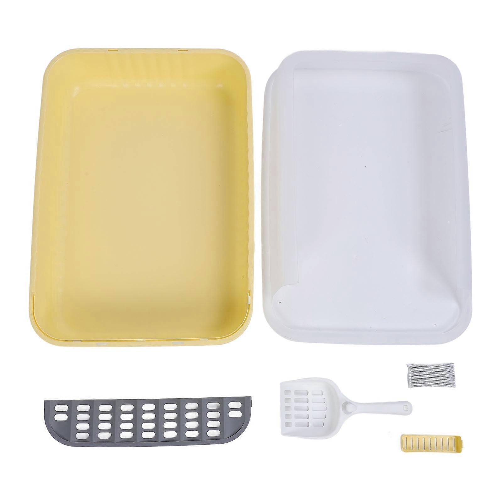 Large Cat with Scoop Splash Proof Open Top Easy To Clean Semi Enclosed Cat Litter Box for Kittens