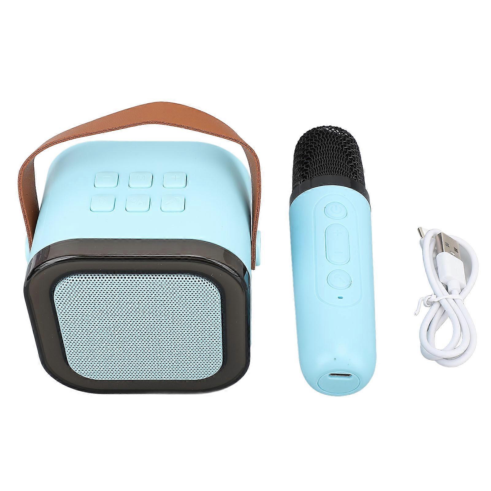 Portable Machine Multi Functional Mini Bluetooth Karaoke Speaker with USB Charging Cable Blue