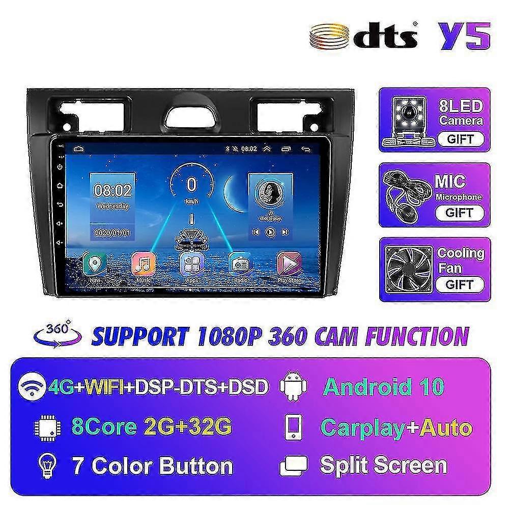 Y5 2G 32G for Ford Fiesta Mk VI 5 Mk5 2002-2008 2din Car Radio Autoradio Multimedia Video Player Navigation GP